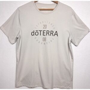 doTERRA Essential Oil Graphic T-Shirt Womens Large Gray Short Sleeve Crew Neck L